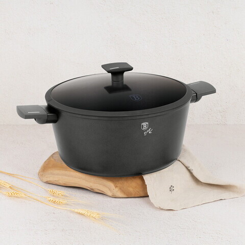 Oala cu capac Berlinger Haus, Anthracite, 30 cm, 8 L, aluminiu forjat, antracit mat