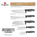 Set 5 cutite cu suport magnetic Berlinger Haus, Anthracite, inox/lemn, antracit mat/natur