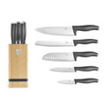 Set 5 cutite cu suport patrat Berlinger Haus, Anthracite, inox/bambus, antracit mat/natur