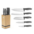 Set 5 cutite cu suport patrat Berlinger Haus, Anthracite, inox/bambus, antracit mat/natur