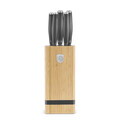 Set 5 cutite cu suport patrat Berlinger Haus, Anthracite, inox/bambus, antracit mat/natur