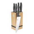 Set 5 cutite cu suport patrat Berlinger Haus, Anthracite, inox/bambus, antracit mat/natur