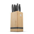 Set 5 cutite cu suport patrat Berlinger Haus, Anthracite, inox/bambus, antracit mat/natur