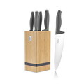 Set 5 cutite cu suport patrat Berlinger Haus, Anthracite, inox/bambus, antracit mat/natur