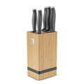 Set 5 cutite cu suport patrat Berlinger Haus, Anthracite, inox/bambus, antracit mat/natur