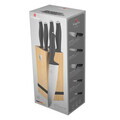 Set 5 cutite cu suport patrat Berlinger Haus, Anthracite, inox/bambus, antracit mat/natur