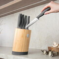 Set 5 cutite cu suport rotund Berlinger Haus, Anthracite, inox/bambus, antracit mat/natur