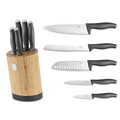 Set 5 cutite cu suport rotund Berlinger Haus, Anthracite, inox/bambus, antracit mat/natur
