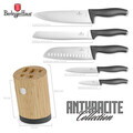 Set 5 cutite cu suport rotund Berlinger Haus, Anthracite, inox/bambus, antracit mat/natur