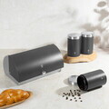 Set cutie pentru paine si 3 recipiente Berlinger Haus, Anthracite, 38.5x28x18.5 cm, inox, antracit mat/argintiu