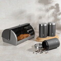 Set cutie pentru paine si 3 recipiente Berlinger Haus, Anthracite, 38.5x28x18.5 cm, inox, antracit mat/argintiu
