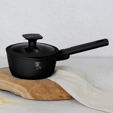 Cratita cu capac Berlinger Haus, Matte Black, 16 cm, 1.2 L, aluminiu forjat, negru