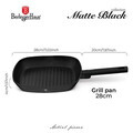 Tigaie grill Berlinger Haus, Matte Black, 28 cm, 2.1 L, aluminiu forjat, negru