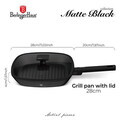Tigaie grill cu capac Berlinger Haus, Matte Black, 28 cm, 2.1 L, aluminiu forjat, negru