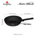 Tigaie Wok Berlinger Haus, Matte Black, 28 cm, 3.2 L, aluminiu forjat, negru