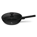 Tigaie Wok cu capac Berlinger Haus, Matte Black, 28 cm, 3.2 L, aluminiu forjat, negru