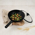 Tigaie Wok cu capac Berlinger Haus, Matte Black, 28 cm, 3.2 L, aluminiu forjat, negru