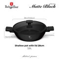 Oala cu capac Berlinger Haus, Matte Black, 28 cm, 3.8 L, aluminiu forjat, negru