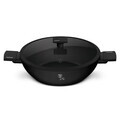 Tigaie Wok cu capac Berlinger Haus, Matte Black, 30 cm, aluminiu forjat, negru