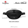 Tigaie Wok cu capac Berlinger Haus, Matte Black, 30 cm, aluminiu forjat, negru