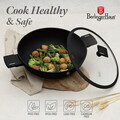 Tigaie Wok cu capac Berlinger Haus, Matte Black, 30 cm, aluminiu forjat, negru