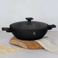 Tigaie Wok cu capac Berlinger Haus, Matte Black, 30 cm, aluminiu forjat, negru