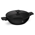 Tigaie Wok cu capac Berlinger Haus, Matte Black, 30 cm, aluminiu forjat, negru