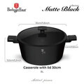 Oala cu capac Berlinger Haus, Matte Black, 30 cm, 8 L, aluminiu forjat, negru