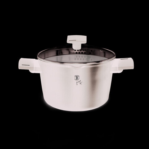 Oala cu capac pentru paste/orez Berlinger Haus, Matte Black, 24 cm, 6 L, aluminiu forjat, negru