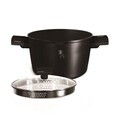 Oala cu capac pentru paste/orez Berlinger Haus, Matte Black, 24 cm, 6 L, aluminiu forjat, negru