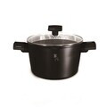 Oala cu capac pentru paste/orez Berlinger Haus, Matte Black, 24 cm, 6 L, aluminiu forjat, negru