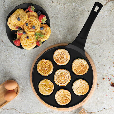 Tigaie pentru clatite, 7 forme Berlinger Haus, Black Rose, 26 cm, aluminiu turnat, negru