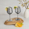 Set 2 pahare pentru vin Berlinger Haus, Matte Black, 550 ml, inox 18/10, argintiu