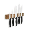 Set 5 cutite cu suport magnetic Berlinger Haus, Matte Black, inox/lemn, negru/natur