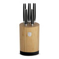 Set 5 cutite cu suport Berlinger Haus, Matte Black, inox/bambus, negru/natur
