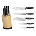 Set 5 cutite cu suport Berlinger Haus, Matte Black, inox/bambus, negru/natur
