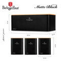 Set cutie pentru paine si 3 recipiente Berlinger Haus, Matte Black, 33x18x12 cm, otel carbon, negru mat/natur