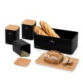 Set cutie pentru paine si 3 recipiente Berlinger Haus, Matte Black, 33x18x12 cm, otel carbon, negru mat/natur