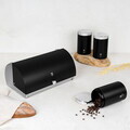 Set cutie pentru paine si 3 recipiente Berlinger Haus, Matte Black, 38.5x28x18.5 cm, inox, negru/argintiu