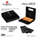 Sandwich maker 3 in 1 Berlinger Haus, Matte Black, 22.5x13 cm, aluminiu, negru mat