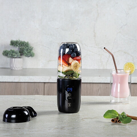 Blender cu USB Berlinger Haus, Matte Black, 120W-130W, inox/plastic, negru/transparent
