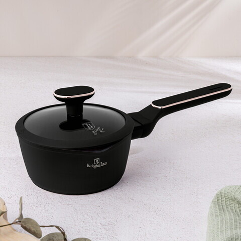 Cratita cu capac Berlinger Haus, Black Rose, 16 cm, 1.2 L, aluminiu forjat, negru mat