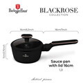 Cratita cu capac Berlinger Haus, Black Rose, 16 cm, 1.2 L, aluminiu forjat, negru mat