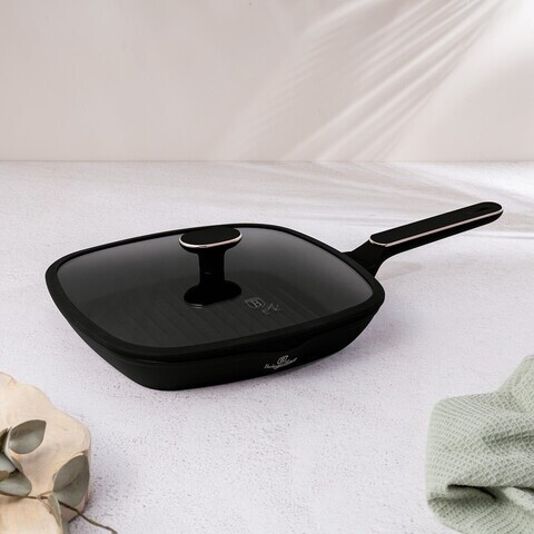 Tigaie grill cu capac Berlinger Haus, Black Rose, 28 cm, 2.1 L, aluminiu forjat, negru mat