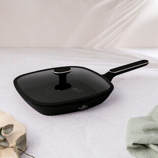 Negru mat, Tigaie grill 28 cm