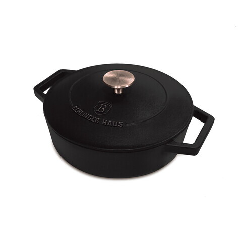 Oala cu capac Berlinger Haus, Strong Mold, 26 cm, 2.57 L, fonta, negru