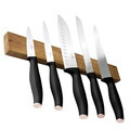 Set 5 cutite cu suport magnetic Berlinger Haus, Black Rose, inox/lemn, negru/natur