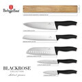 Set 5 cutite cu suport magnetic Berlinger Haus, Black Rose, inox/lemn, negru/natur