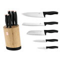Set 5 cutite cu suport rotund Berlinger Haus, Black Rose, inox/bambus, negru/natur