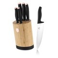 Set 5 cutite cu suport rotund Berlinger Haus, Black Rose, inox/bambus, negru/natur